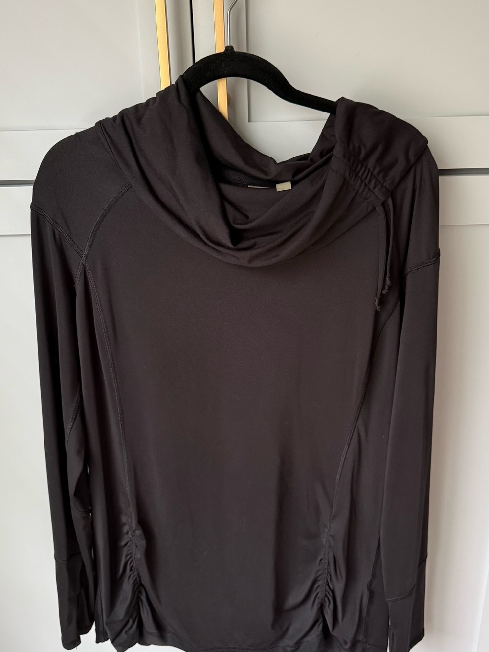 Zella Cowl Neck Ruched Tunic in Black XL Like New